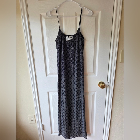 DKNY 90s Maxi Dress Size 4 Classic Slip Black and White - Picture 1 of 7